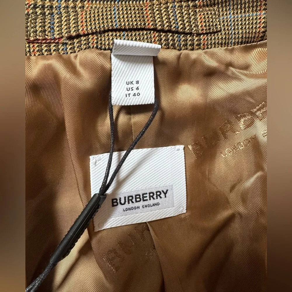 Burberry knitted sleeve houndstooth tailored wool jacket - Picture 8 of 14